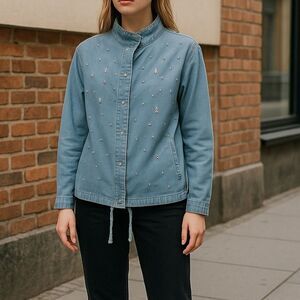 Denim jacket size Medium rhinestones embellished, NWT